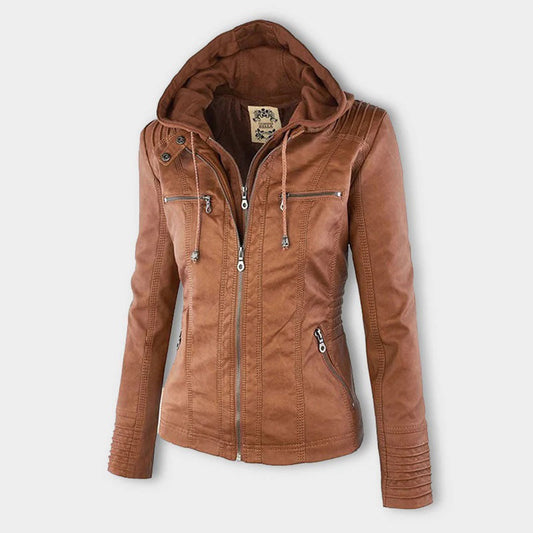 Olivia™ | Waterproof Women's Leather Jacket with Hood Merlbourne Gallery