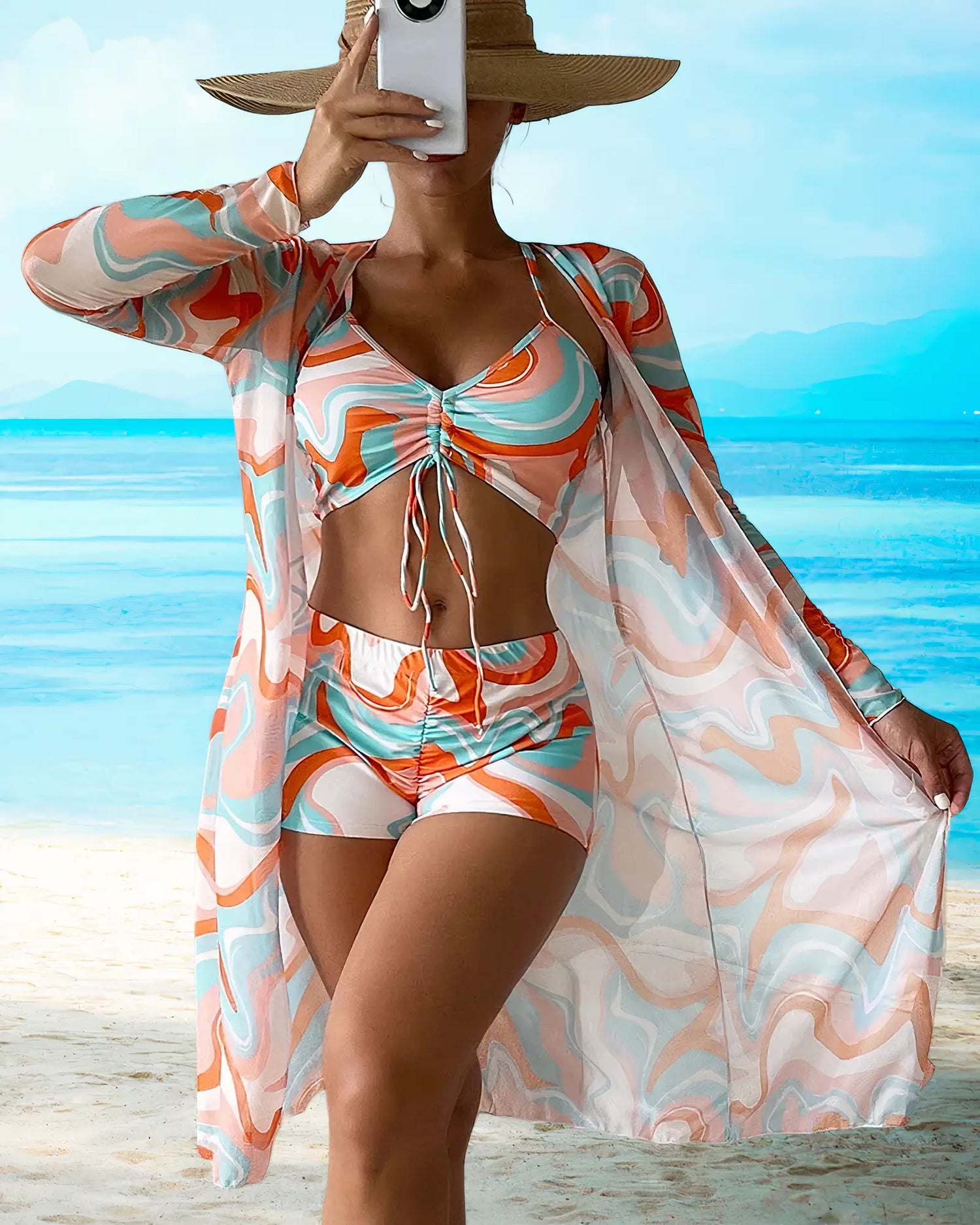 Avery™ - High-Waist Bikini Set with Cover-Up Merlbourne Gallery