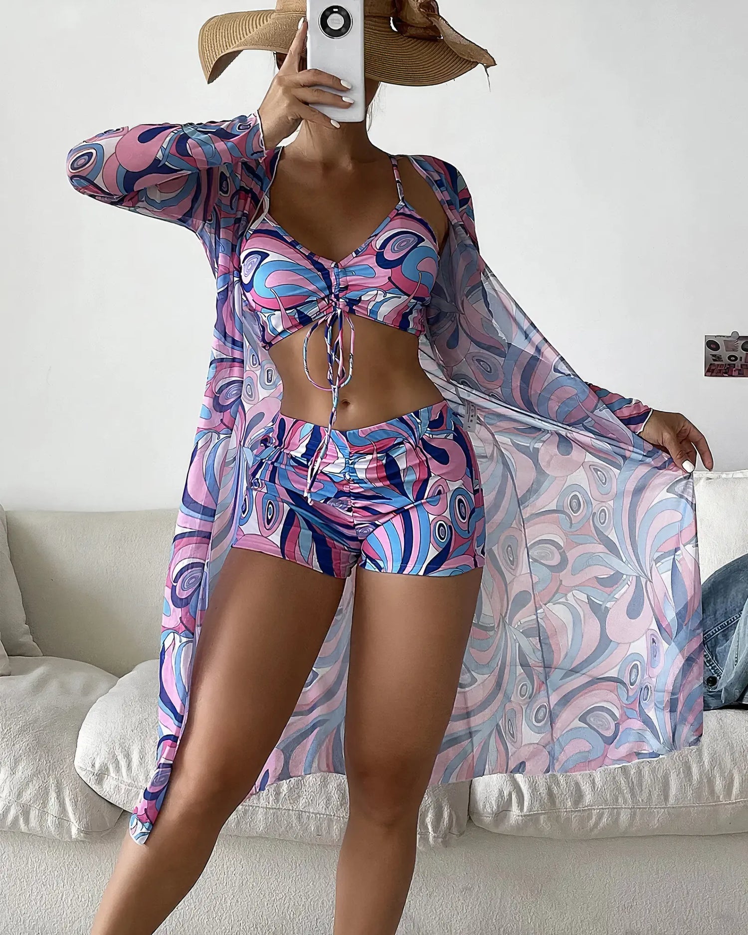 Avery™ - High-Waist Bikini Set with Cover-Up Merlbourne Gallery