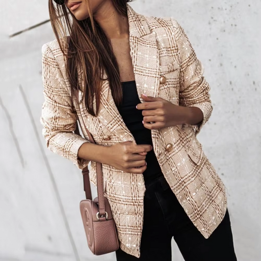 Elodie™ – Modern Plaid Blazer for Effortless Spring Style