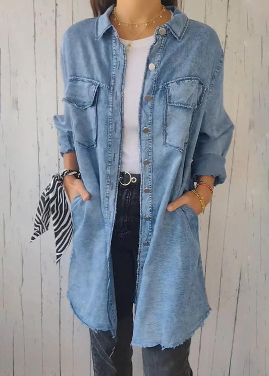 Mia™ – Oversized Denim Blazer for Effortless Cool